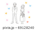 かわいいウエディングカップル　全身 69128240