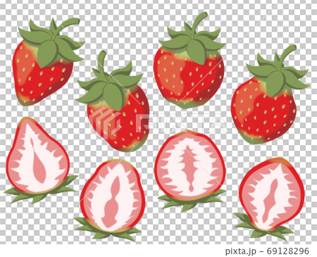 色々な形のいちご（青味あり） 69128296
