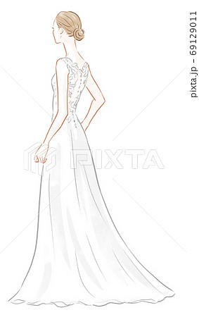 ウェディングドレスを着た女性のイラスト素材