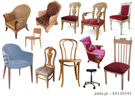 Set of chairs isolated on white background Set of chairs isolated on white background 69130545