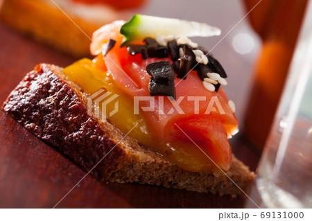 Close up image of canape with salmon Close up image of canape with salmon 69131000