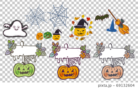 ハロウィンの枠とイラスト ハロウィンの枠とイラスト 69132604