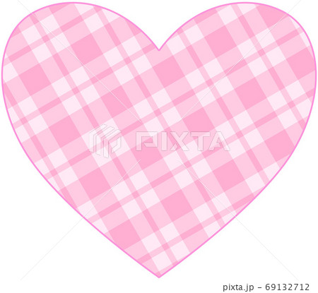 ピンクチェック ハートのイラスト素材