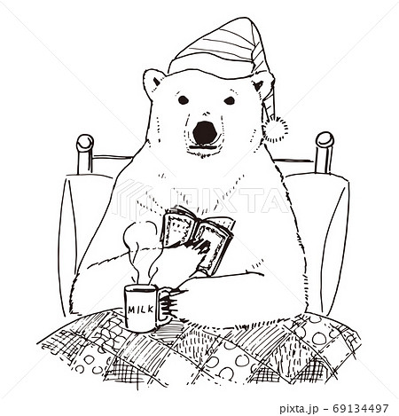 寝る前に寛ぐシロクマ 寝る前に寛ぐシロクマ 69134497