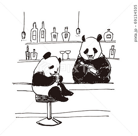 Little Panda Drinking At The Bar Stock Illustration