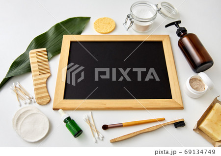 natural cosmetics and chalkboard 69134749
