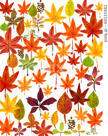 水彩 秋 紅葉 フレーム 背景 水彩 秋 紅葉 フレーム 背景 69135982