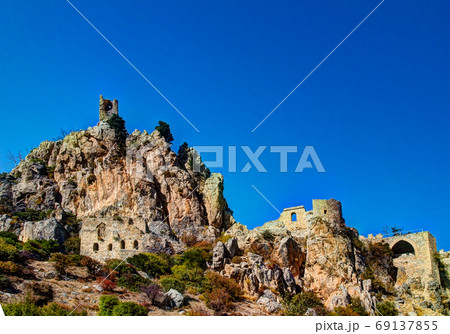 Panorama view to Saint Hilarion Castle, Kirenia, Northen Cyprus Panorama view to Saint Hilarion Castle, Kirenia, Northen Cyprus 69137855