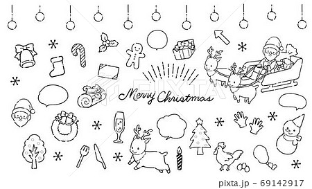 手書き かわいいクリスマス素材のイラストセットのイラスト素材