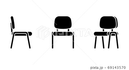 Isolated flat style office chair vector illustration icon pictogram set. Front, side view silhouette 69143570