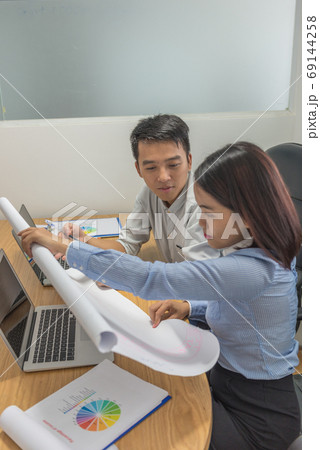 Business people working together about the business project 69144258