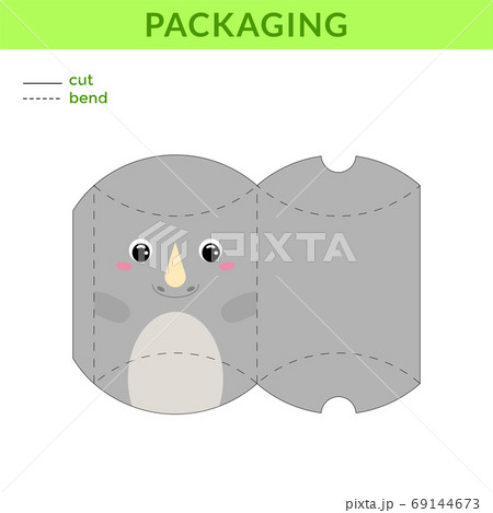 Adorable DIY party favor box for birthdays, baby showers with cute rhino for sweets, candies, small presents, bakery. Printable color scheme. 69144673