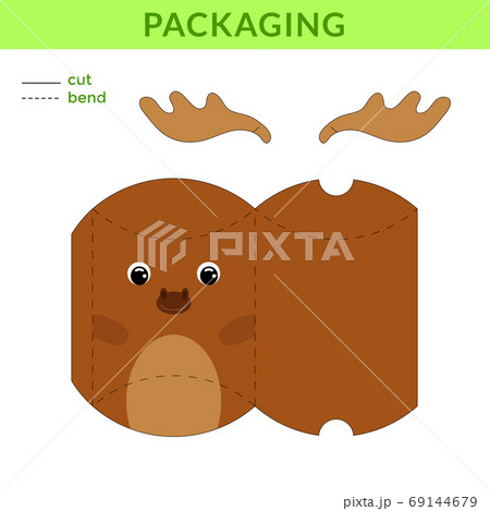 Adorable DIY party favor box for birthdays, baby showers with cute moose for sweets, candies, small presents, bakery. Printable color scheme Adorable DIY party favor box for birthdays, baby showers with cute moose for sweets, candies, small presents, bakery. Printable color scheme 69144679