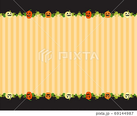 ハロウィンなカボチャと葉っぱの装飾枠2のイラスト素材