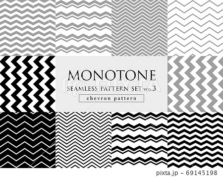 モノトーンのシェブロン柄　シームレスパターンセット 69145198