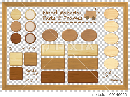 木目調のフレームイラスト素材セット　文字なし 69146033