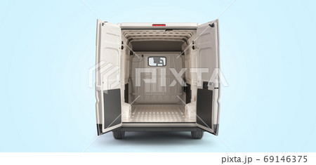 Open back of White Delivery Van Icon 3d render on blue gradient 69146375