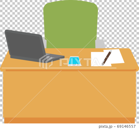 ノートパソコンや書類が置かれたデスク 69146557