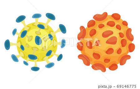 Virus and Microbes of Different Shape with Flagella Vector Set 69146775