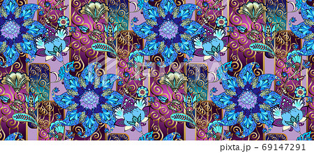 Fantastic flowers. Seamless abstract pattern. Vector illustration. Suitable for fabric, mural, wrapping paper and the like 69147291