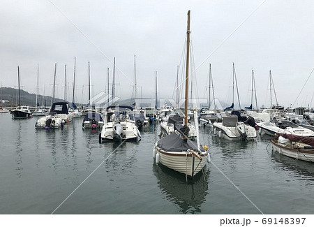 Boats in Lyme Regis Harbour Dorset England at low tide UK Europe Boats in Lyme Regis Harbour Dorset England at low tide UK Europe 69148397