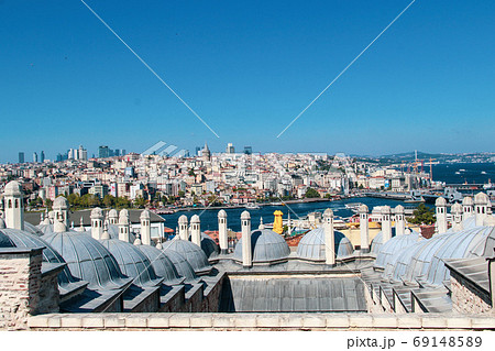 Galata tower and bosphorus with mosque view in Istanbul Galata tower and bosphorus with mosque view in Istanbul 69148589