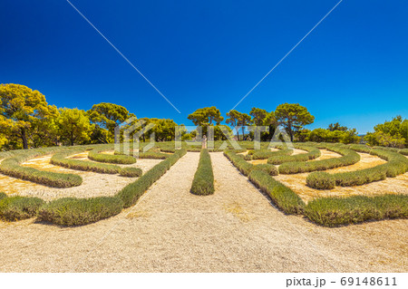 Lavender labyrinth at Adriatic coast near the Rogoznica village, Lavender labyrinth at Adriatic coast near the Rogoznica village, 69148611