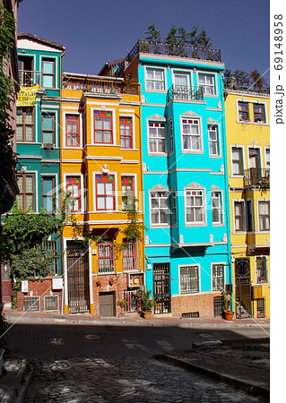 Colorful buildings in Balat in Istanbul, Turkey Colorful buildings in Balat in Istanbul, Turkey 69148958