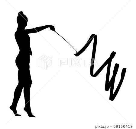 artistic gymnastics girl with ribbon 69150418
