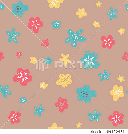 Seamless vector doodle floral pattern, spring summer backdrop. Hand drawn surface pattern design with flowers . Seamless texture can be used for wallpapers, pattern fills, surface textures. Seamless vector doodle floral pattern, spring summer backdrop. Hand drawn surface pattern design with flowers . Seamless texture can be used for wallpapers, pattern fills, surface textures. 69150481