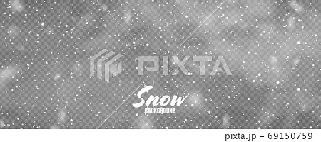 Realistic falling snow with snowflakes. Winter transparent background for Christmas or New Year card 69150759