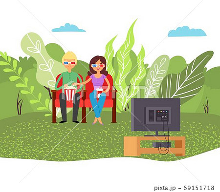 Love movie couple, movie entertainment, leisure movie together girl, food drink corn, design, cartoon style vector illustration. Love movie couple, movie entertainment, leisure movie together girl, food drink corn, design, cartoon style vector illustration. 69151718