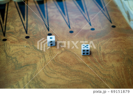 Backgammon playing field and dices - games background 69151879