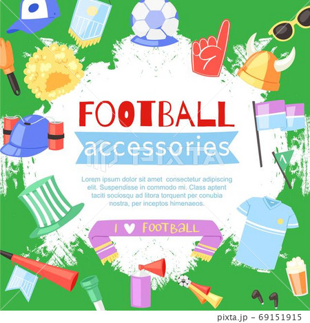 Football background paraphernalia sport bar, flag victory championship game, fans design, cartoon style vector illustration. Football background paraphernalia sport bar, flag victory championship game, fans design, cartoon style vector illustration. 69151915