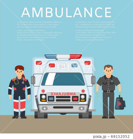 Ambulance, background information, emergency medical vehicle, transportation rescue, design cartoon style vector illustration. Ambulance, background information, emergency medical vehicle, transportation rescue, design cartoon style vector illustration. 69152052