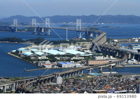 瀬戸大橋と特急南風の写真素材 瀬戸大橋と特急南風の写真素材