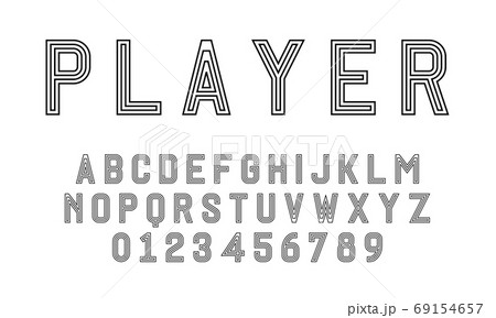 Set of alphabets font letters and numbers 69154657