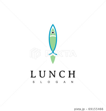 Fish Lunch logo for Seafood Restaurant. Fast shipping quickly food. 69155466