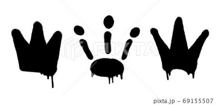 Sprayed crown graffiti set with overspray in black over white. Vector illustration. Sprayed crown graffiti set with overspray in black over white. Vector illustration. 69155507