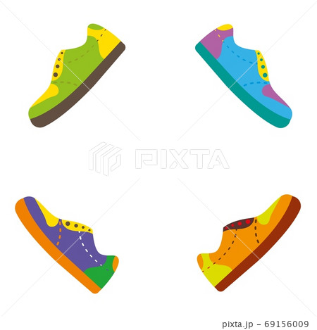 Colorful shoes with creative bright color pallete. Vector illustration Colorful shoes with creative bright color pallete. Vector illustration 69156009