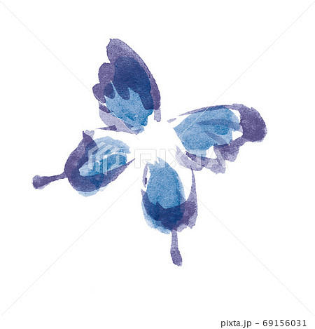 手描き風の青い蝶のイラスト素材のイラスト素材