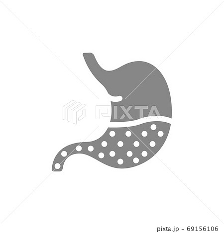 Stomach fire excessive acidity indigestion grey icon. Gastrointestinal tract diseases, reflux symbol 69156106