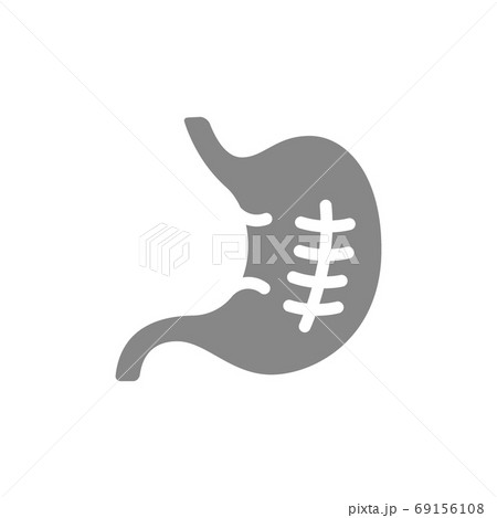 Scar on stomach grey icon. Stomach surgery symbol 69156108