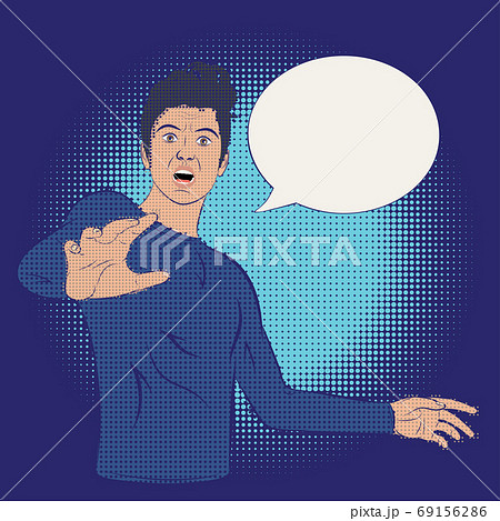 Pop art scared man 69156286