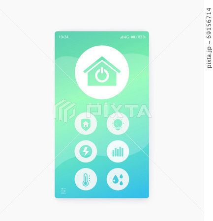 Smart home app interface, mobile ui, vector 69156714