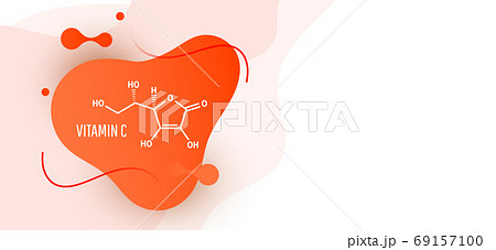 Formula of chemical structure vitamin C with copy 69157100