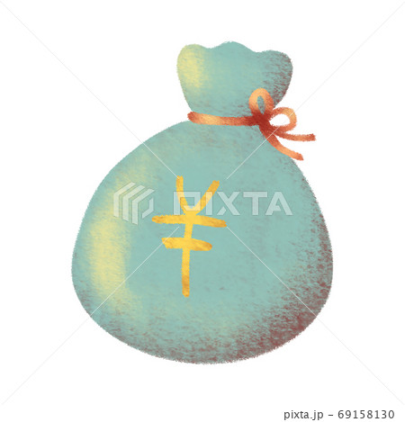 パステル調で描かれたお金の袋 パステル調で描かれたお金の袋 69158130