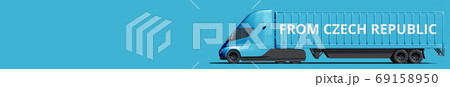 FROM CZECH REPUBLIC text on the side of the truck. 3d rendering FROM CZECH REPUBLIC text on the side of the truck. 3d rendering 69158950
