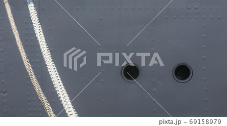 Ship hull and mooring lines. Ship hull and mooring lines. 69158979