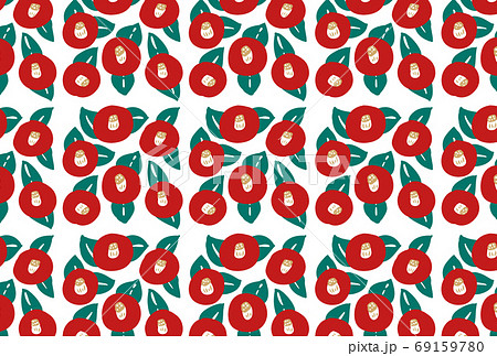 Taisho Romance Style Camellia Wallpaper Red Stock Illustration